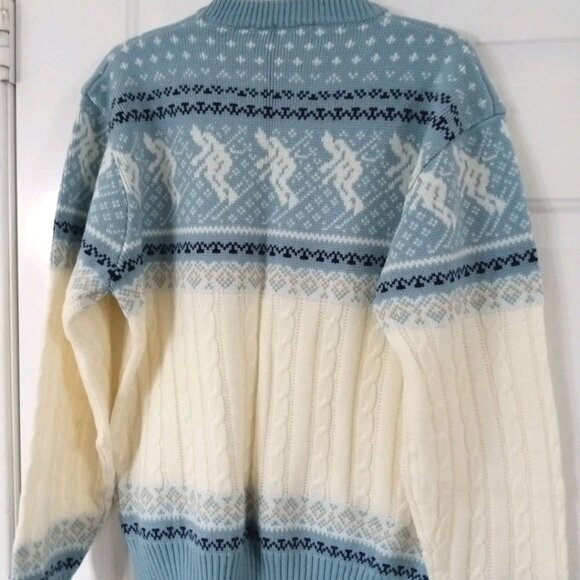 Vintage Anderson Little Knit Sweater XL Acrylic Fairy Isles Skier Light Blue - Picture 6 of 6